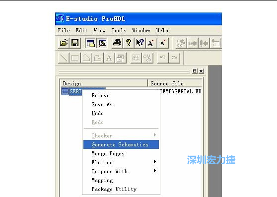 4．右键点击 Serial.EDF 文件，选择 Generate Schamatics：